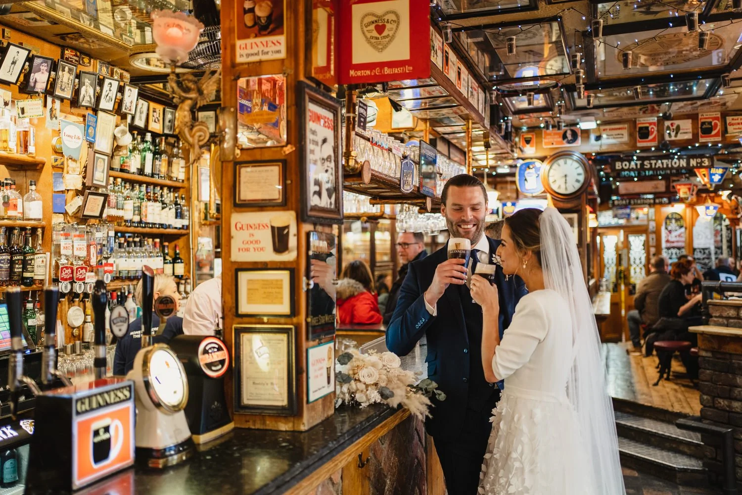  Laura and Matthews wedding in the Muddler’s Club restaurant in Belfast’s Cathedral Quarter. The couple got ready in the Hilton hotel before heading to St.Malachy’s church for their ceremony. Afterwards, we took photos around Cathedral Quarter before