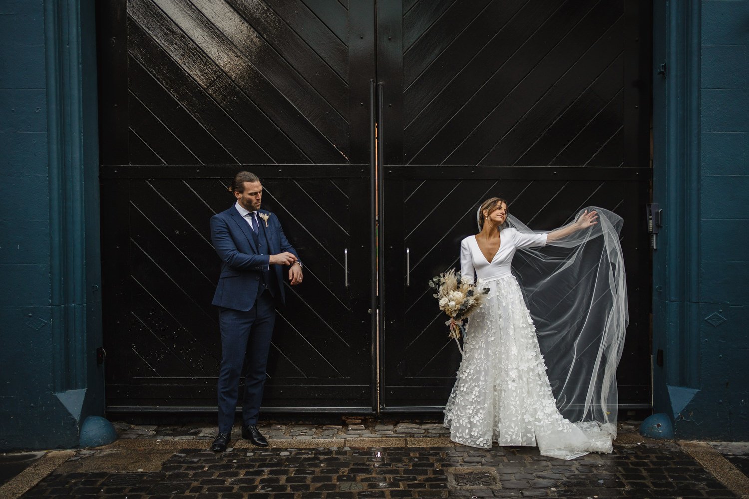  Laura and Matthews wedding in the Muddler’s Club restaurant in Belfast’s Cathedral Quarter. The couple got ready in the Hilton hotel before heading to St.Malachy’s church for their ceremony. Afterwards, we took photos around Cathedral Quarter before