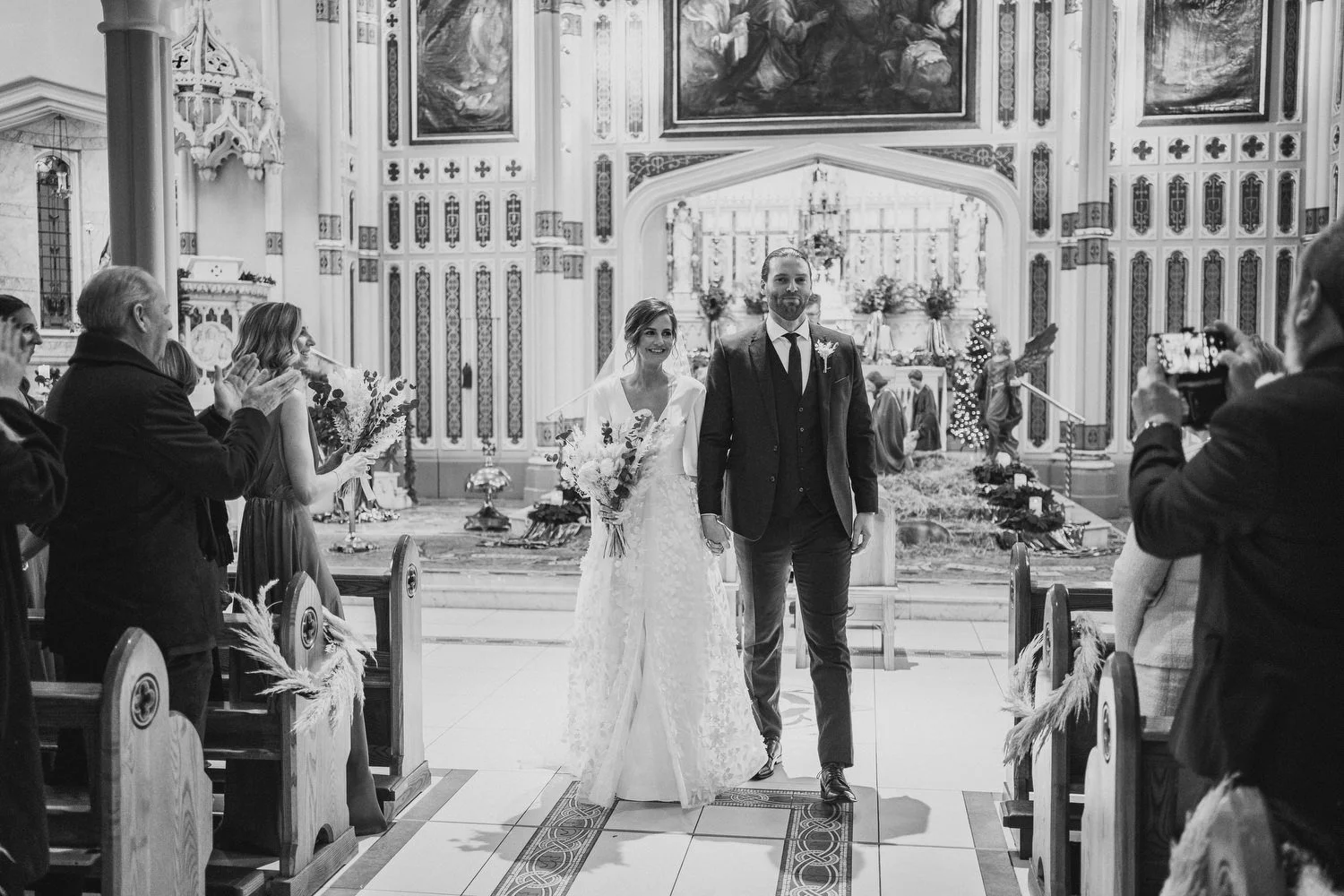  Laura and Matthews wedding in the Muddler’s Club restaurant in Belfast’s Cathedral Quarter. The couple got ready in the Hilton hotel before heading to St.Malachy’s church for their ceremony. Afterwards, we took photos around Cathedral Quarter before