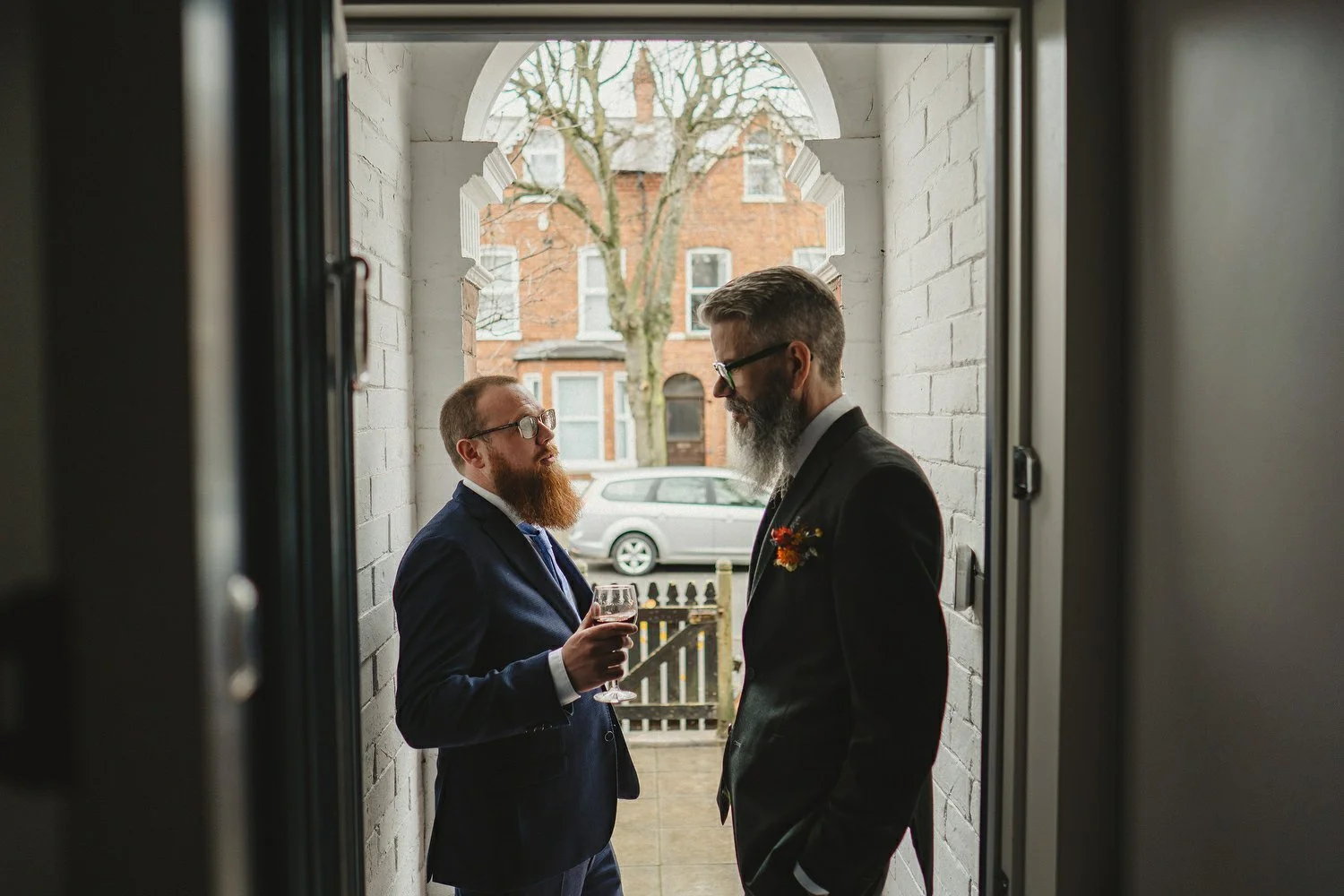  Kathryn and ChrisÕs wedding was supposed to be in Babel rooftop but it burned down 4 days before they were due to get married.  Instead they had their humanist wedding in their own house followed by photos in nearby Ormeau Park and Belfast Cathedral