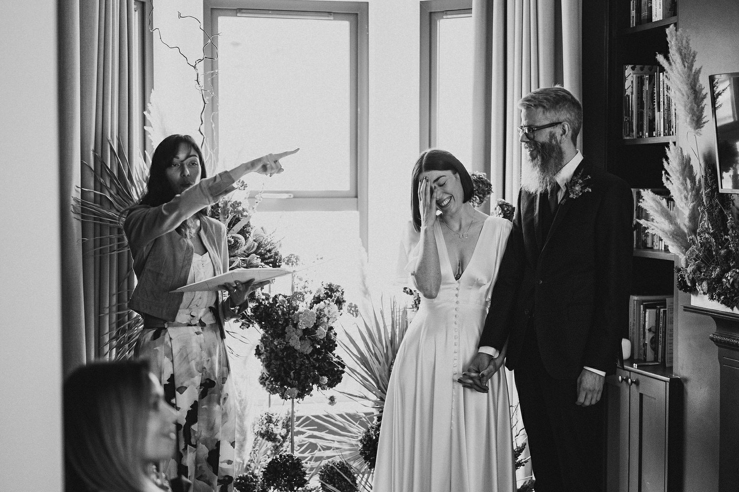  Kathryn and ChrisÕs wedding was supposed to be in Babel rooftop but it burned down 4 days before they were due to get married.  Instead they had their humanist wedding in their own house followed by photos in nearby Ormeau Park and Belfast Cathedral