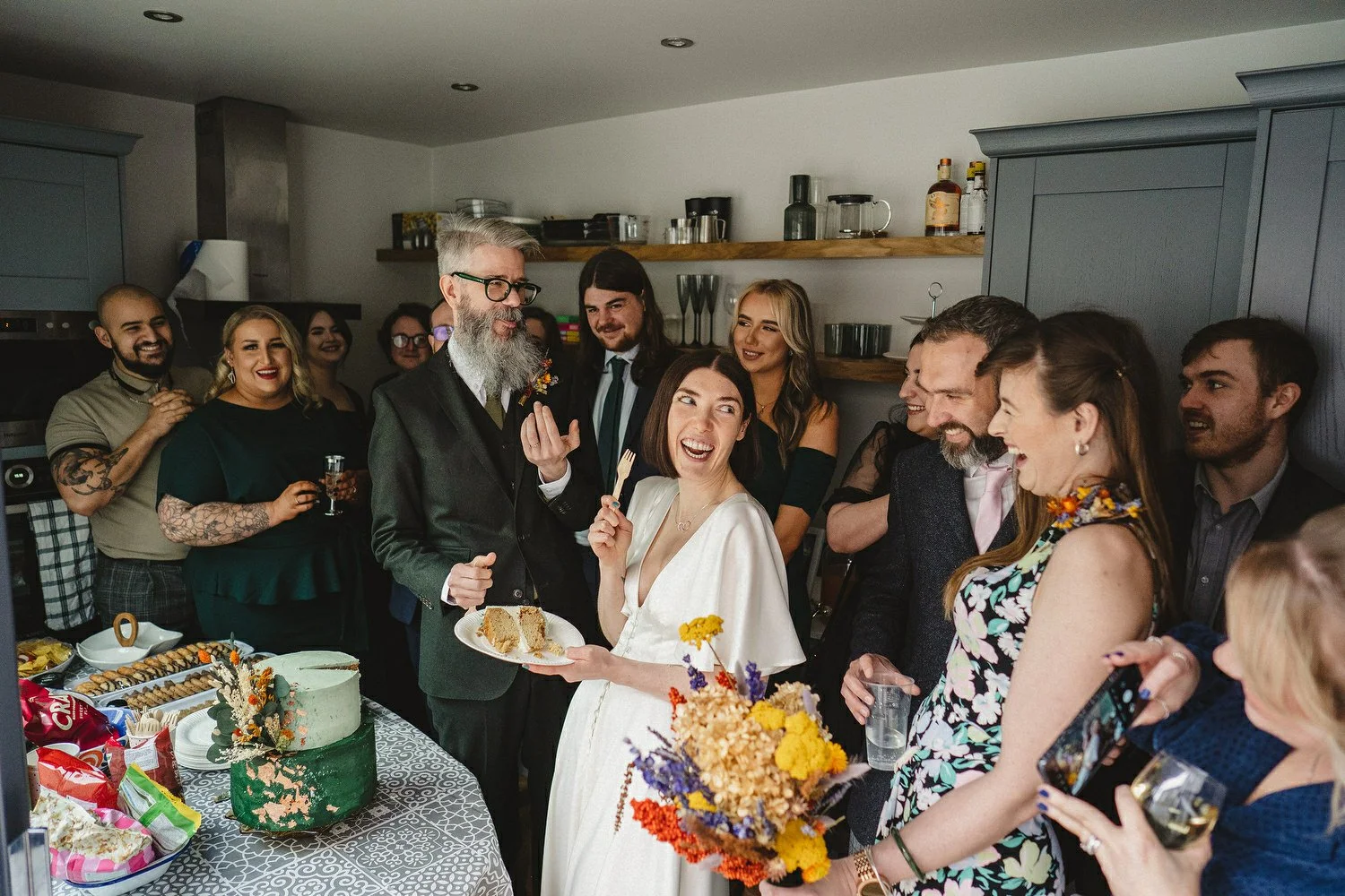  Kathryn and ChrisÕs wedding was supposed to be in Babel rooftop but it burned down 4 days before they were due to get married.  Instead they had their humanist wedding in their own house followed by photos in nearby Ormeau Park and Belfast Cathedral