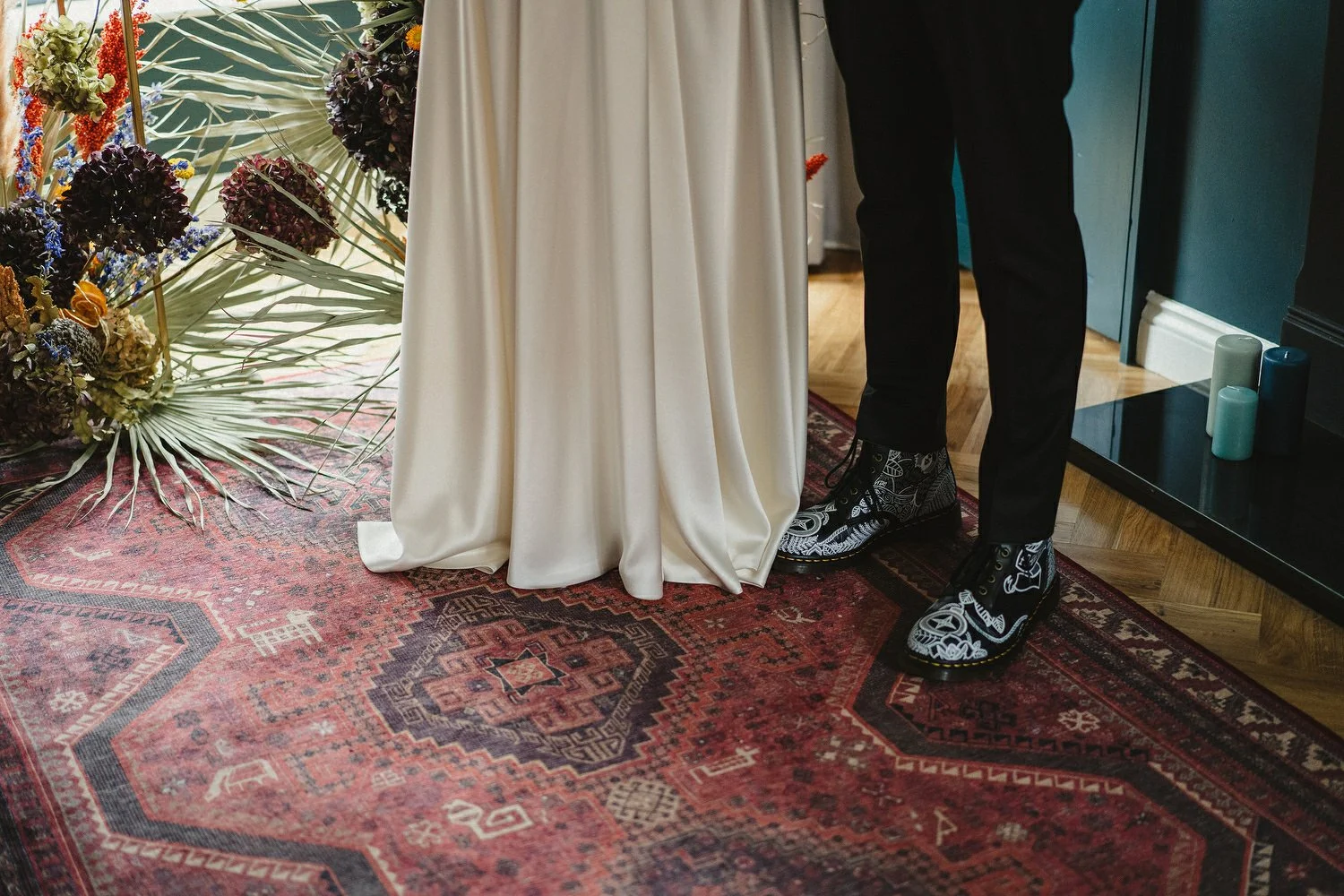  Kathryn and ChrisÕs wedding was supposed to be in Babel rooftop but it burned down 4 days before they were due to get married.  Instead they had their humanist wedding in their own house followed by photos in nearby Ormeau Park and Belfast Cathedral