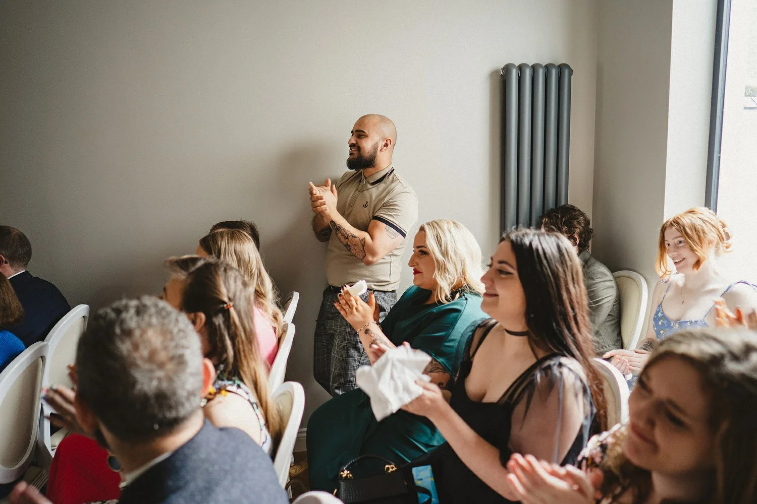  Kathryn and ChrisÕs wedding was supposed to be in Babel rooftop but it burned down 4 days before they were due to get married.  Instead they had their humanist wedding in their own house followed by photos in nearby Ormeau Park and Belfast Cathedral