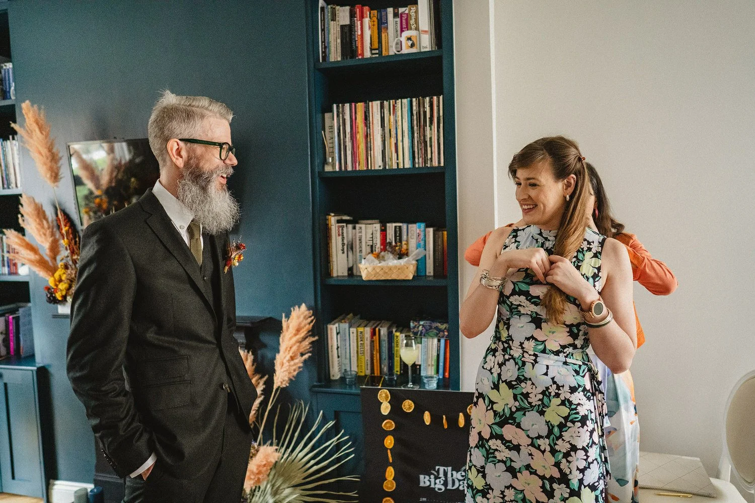 Kathryn and ChrisÕs wedding was supposed to be in Babel rooftop but it burned down 4 days before they were due to get married.  Instead they had their humanist wedding in their own house followed by photos in nearby Ormeau Park and Belfast Cathedral