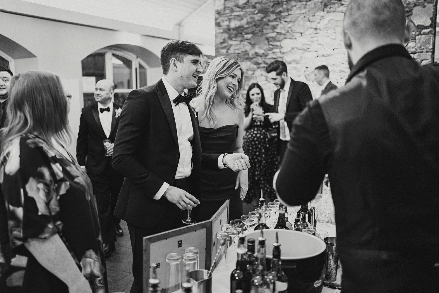  Katie and Jack McGarryÕs Irish American winter wedding at Larchfield estate, with wedding photographs in Belfast Cathedral Quarter and the Merchant Hotel. JackÕs New York Bar, The Dead Rabbit, provided the drinks and cocktails. 