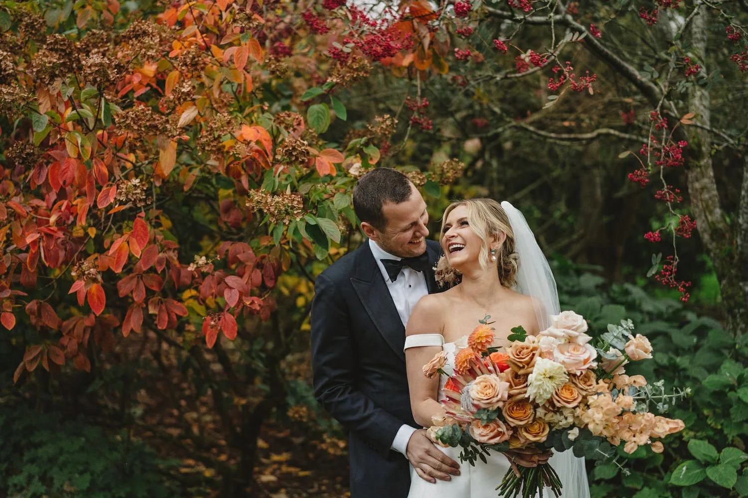  Katie and Jack McGarryÕs Irish American winter wedding at Larchfield estate, with wedding photographs in Belfast Cathedral Quarter and the Merchant Hotel. JackÕs New York Bar, The Dead Rabbit, provided the drinks and cocktails. 