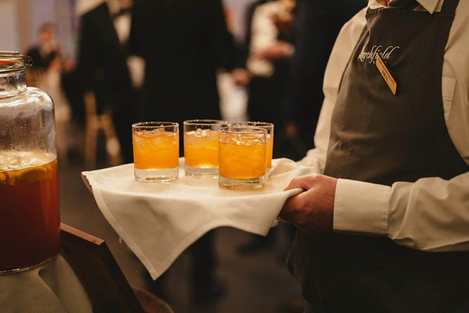  Katie and Jack McGarryÕs Irish American winter wedding at Larchfield estate, with wedding photographs in Belfast Cathedral Quarter and the Merchant Hotel. JackÕs New York Bar, The Dead Rabbit, provided the drinks and cocktails. 