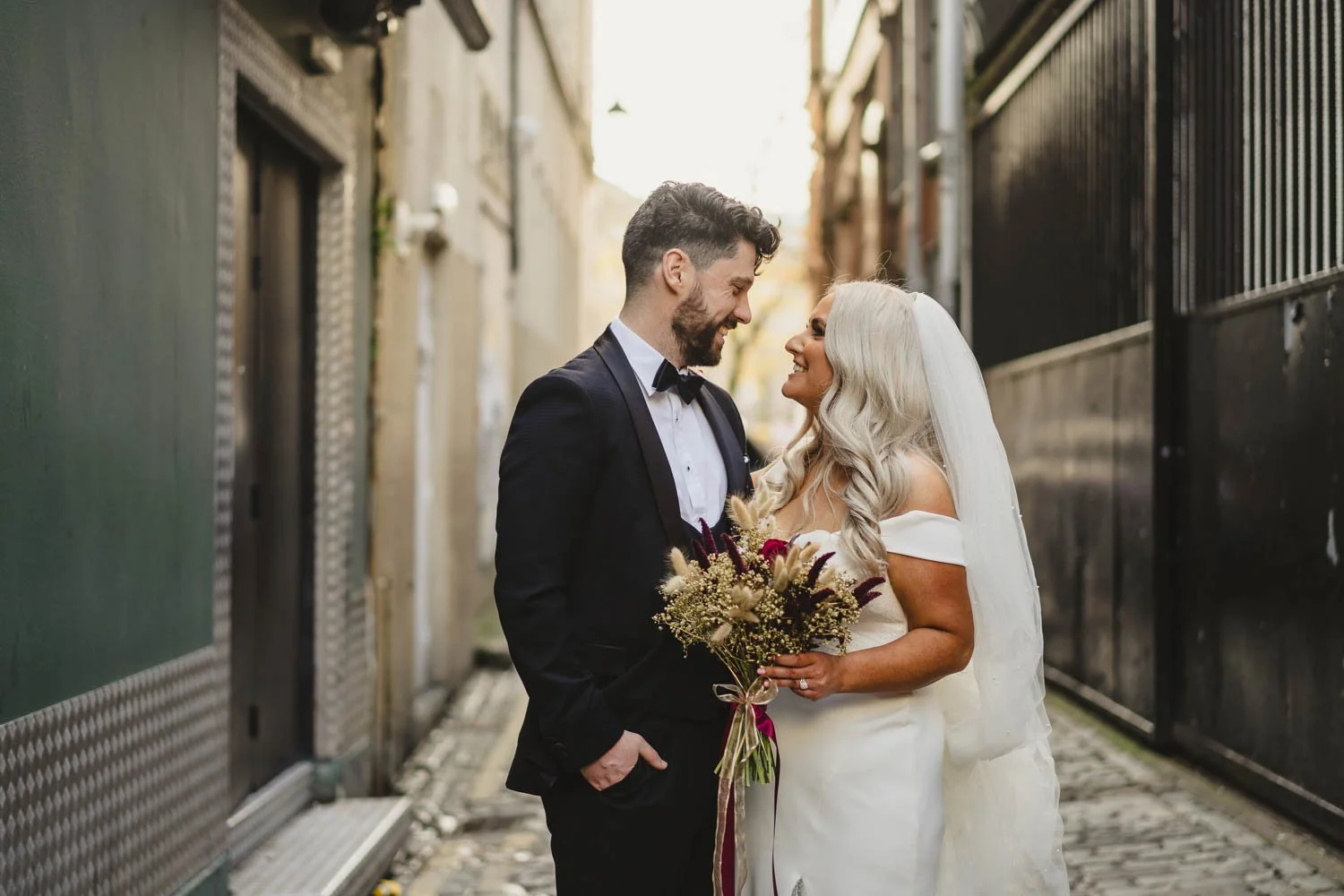  Louise and Peter’s gorgeous wedding photos in The Treehouse at AMPM. After morning prep in Omagh, we headed to Belfast for their humanist ceremony in AMPM, followed by photos around City Hall in Belfast.  
