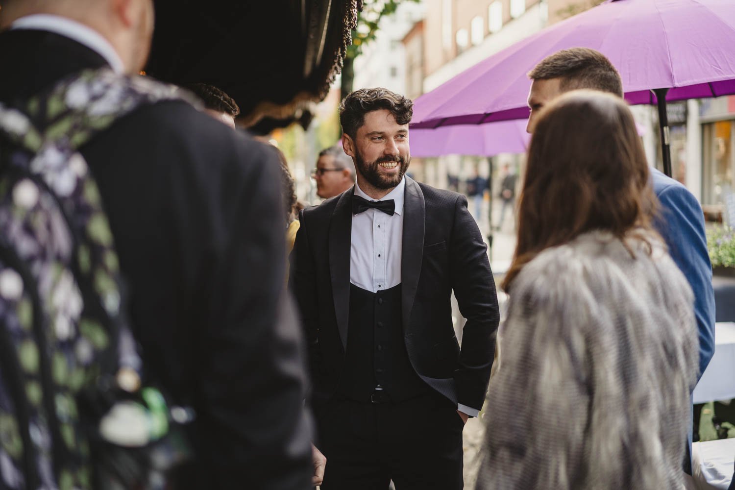  Louise and Peter’s gorgeous wedding photos in The Treehouse at AMPM. After morning prep in Omagh, we headed to Belfast for their humanist ceremony in AMPM, followed by photos around City Hall in Belfast.  