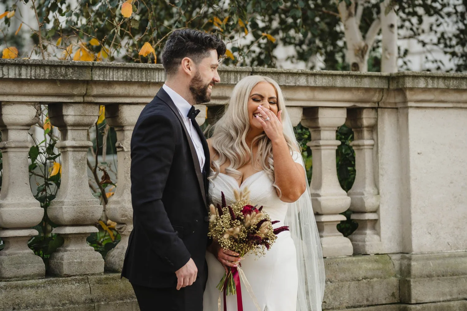 Louise and Peter’s gorgeous wedding photos in The Treehouse at AMPM. After morning prep in Omagh, we headed to Belfast for their humanist ceremony in AMPM, followed by photos around City Hall in Belfast.  
