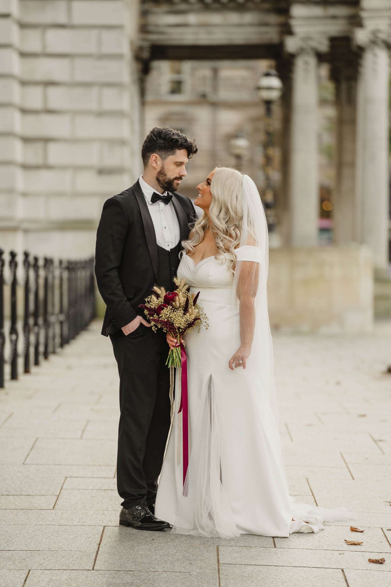  Louise and Peter’s gorgeous wedding photos in The Treehouse at AMPM. After morning prep in Omagh, we headed to Belfast for their humanist ceremony in AMPM, followed by photos around City Hall in Belfast.  