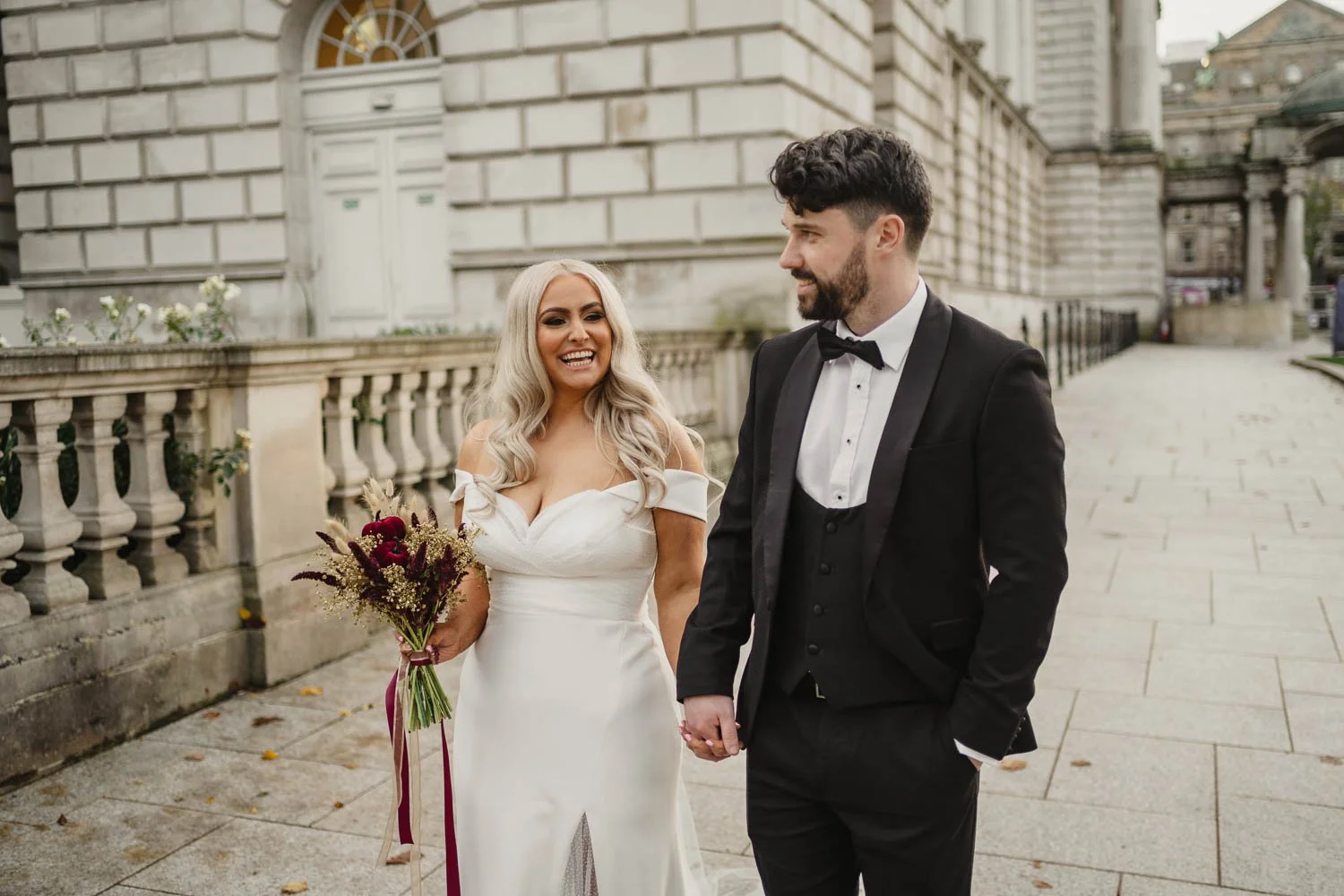  Louise and Peter’s gorgeous wedding photos in The Treehouse at AMPM. After morning prep in Omagh, we headed to Belfast for their humanist ceremony in AMPM, followed by photos around City Hall in Belfast.  