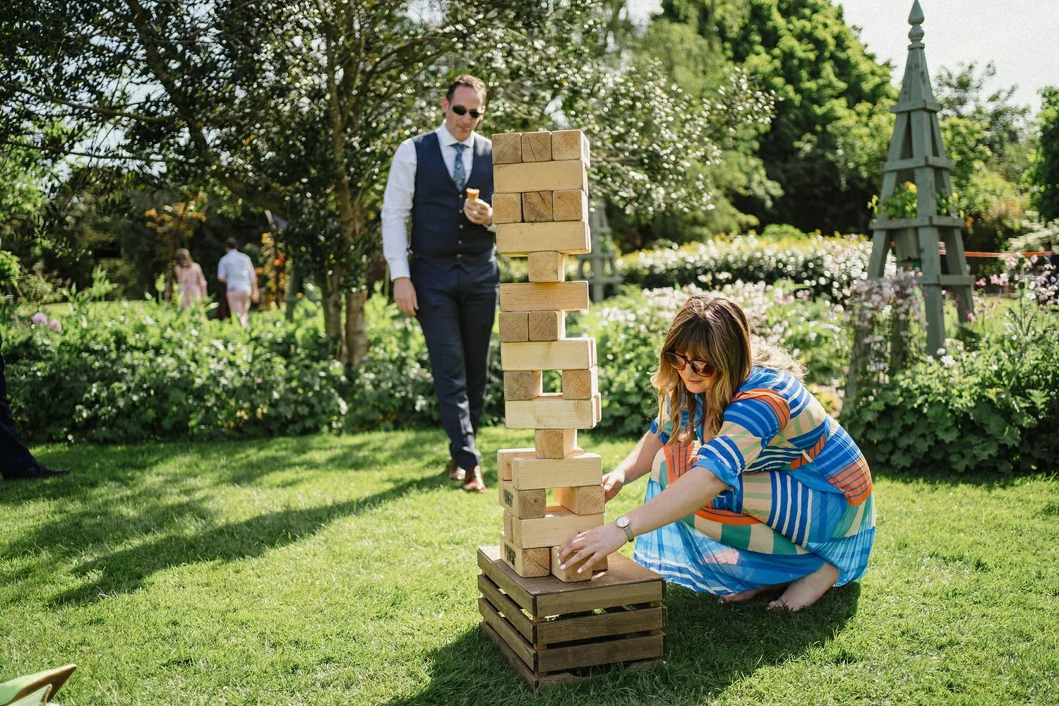Giant Jenga at a wedding in Larchfield estate