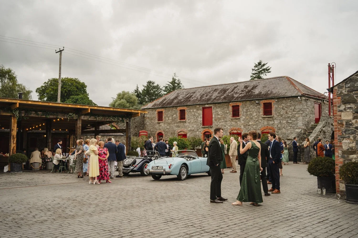 Larchfield Estate courtyard during a Northern Irish wedding