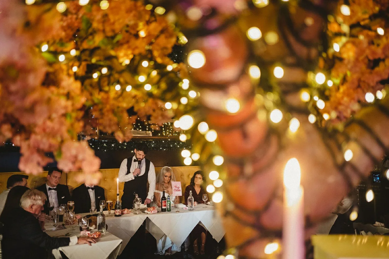 A groom gives a speech in AMPM Cabaret Supper club in Belfast
