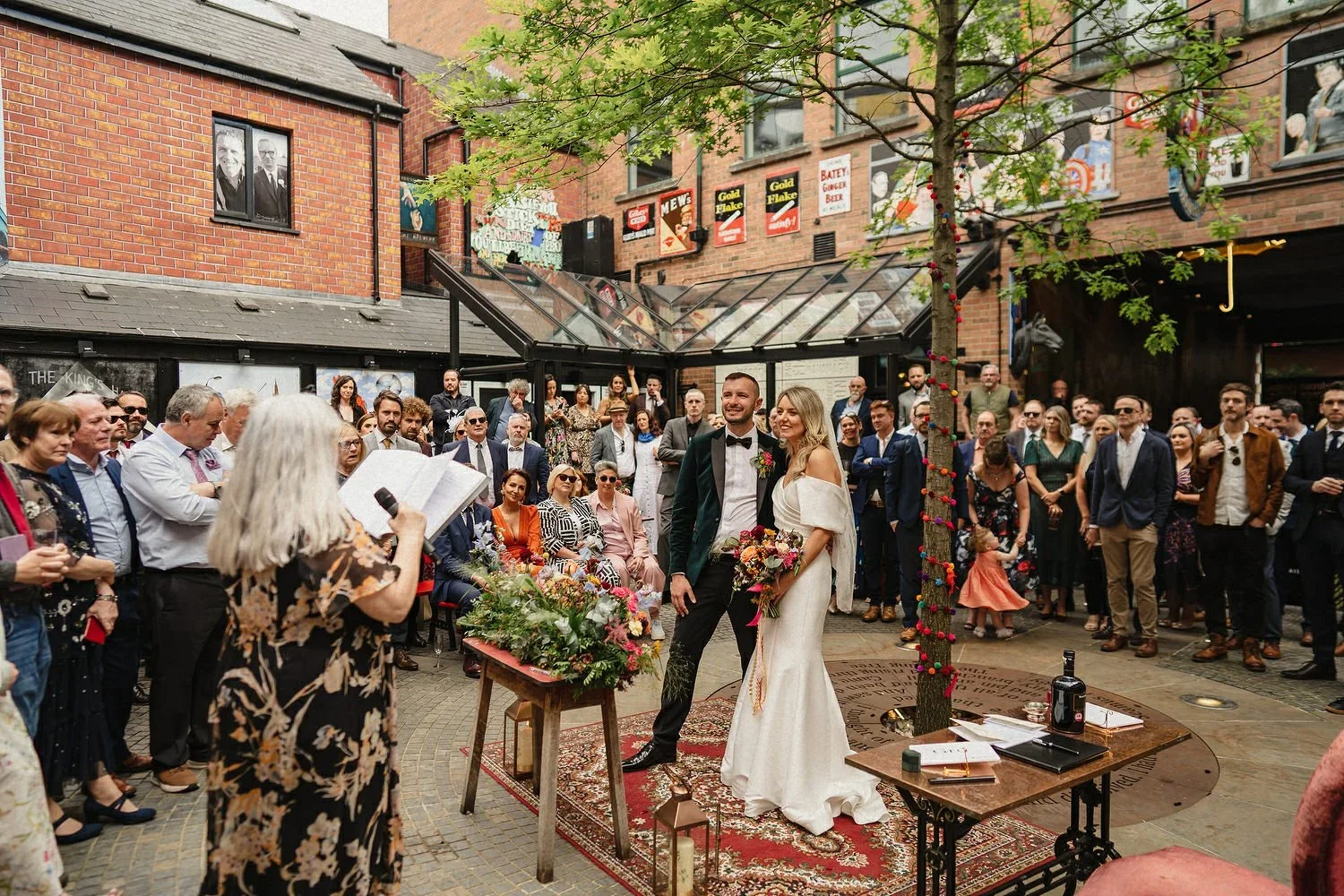An outdoor wedding in The Dark Horse pub and restaurant in Cathedral Quarter Belfast