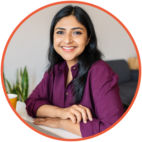 Female project manager sitting alone at a desk