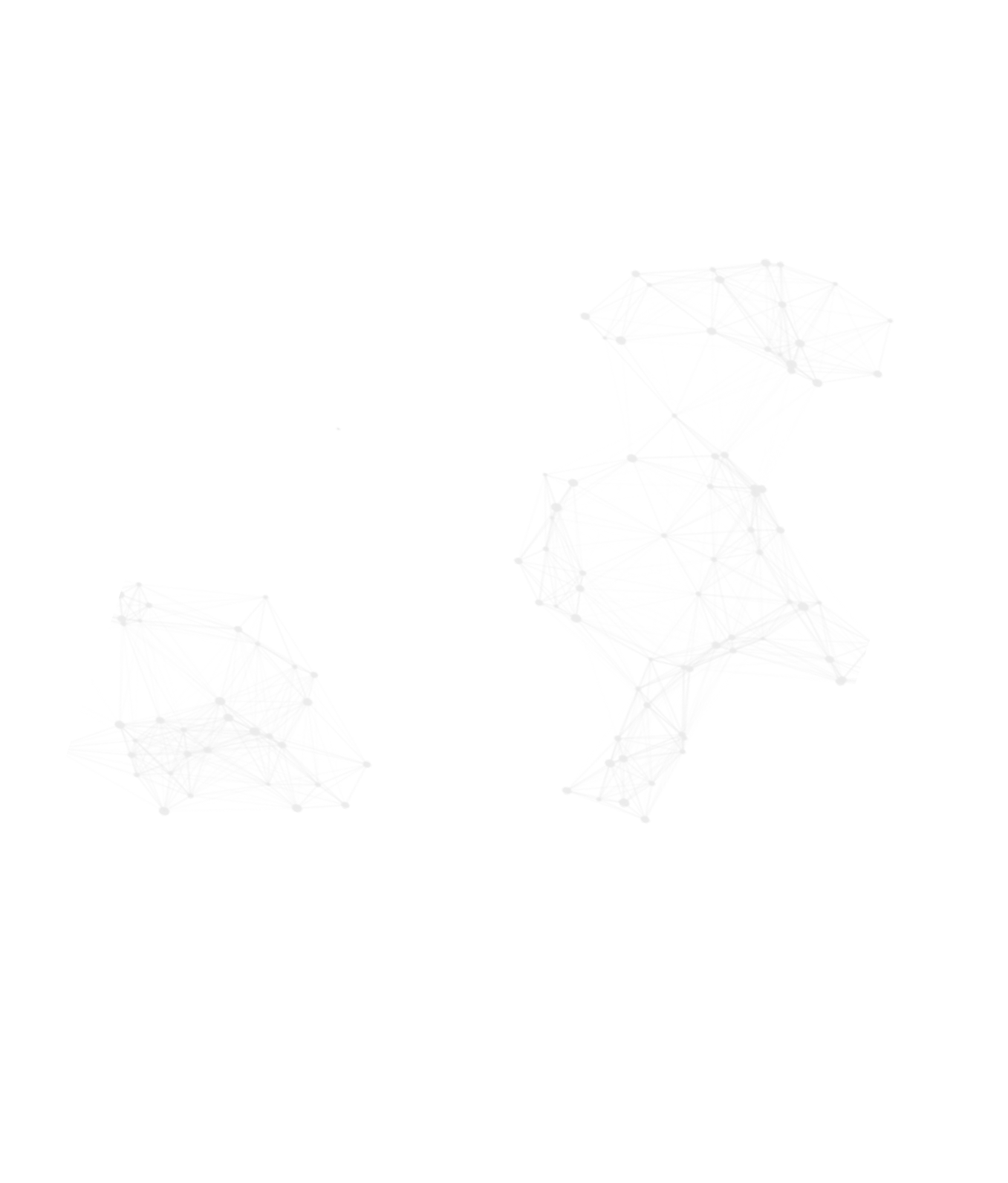 Three geometric wireframe structures floating in space against a black background, varying in size and shape.