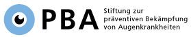 Logo with an eye symbol and the acronym PBA, standing for Stiftung zur präventiven Bekämpfung von Augenerkrankheiten.
