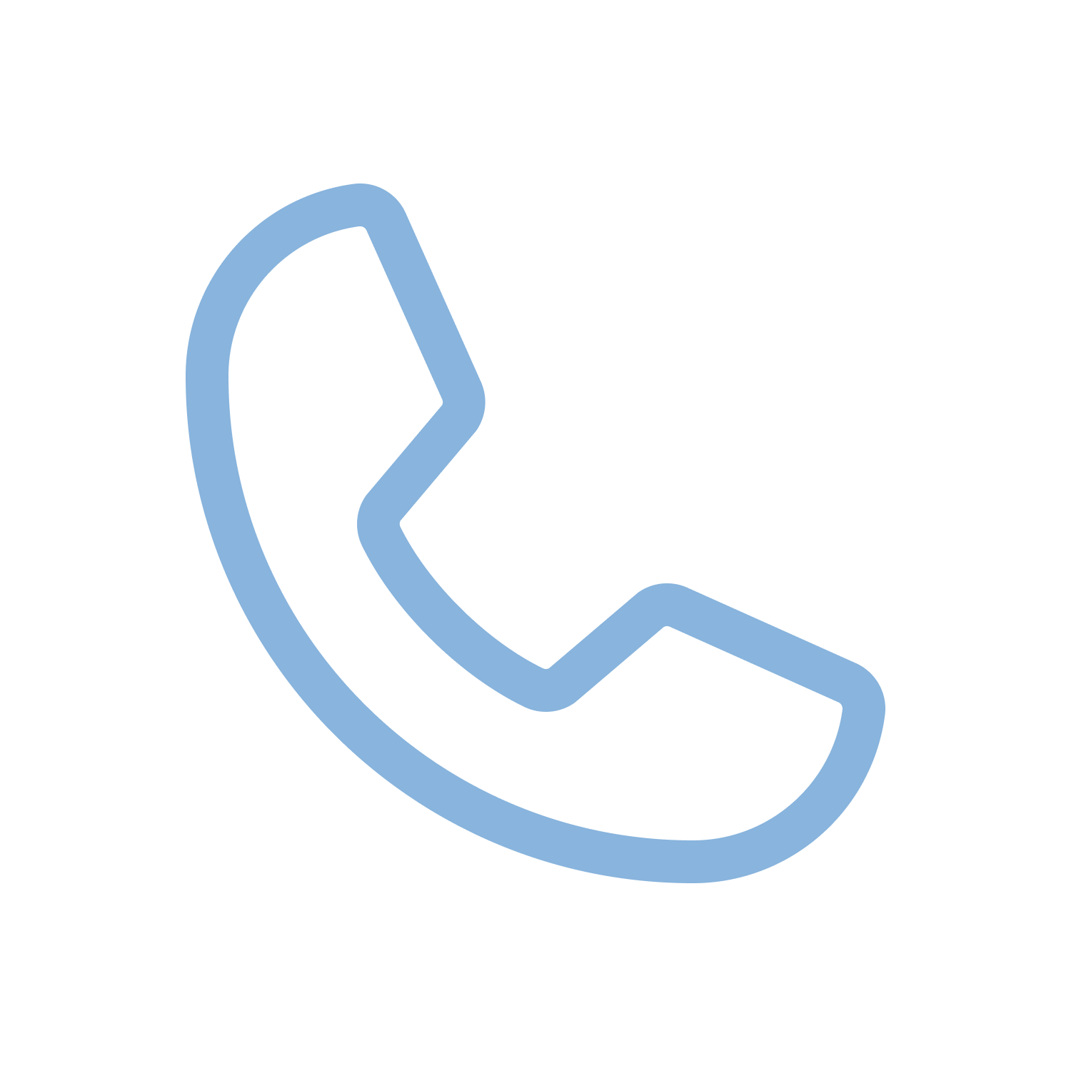 Blue neon outline of a telephone handset on a black background.