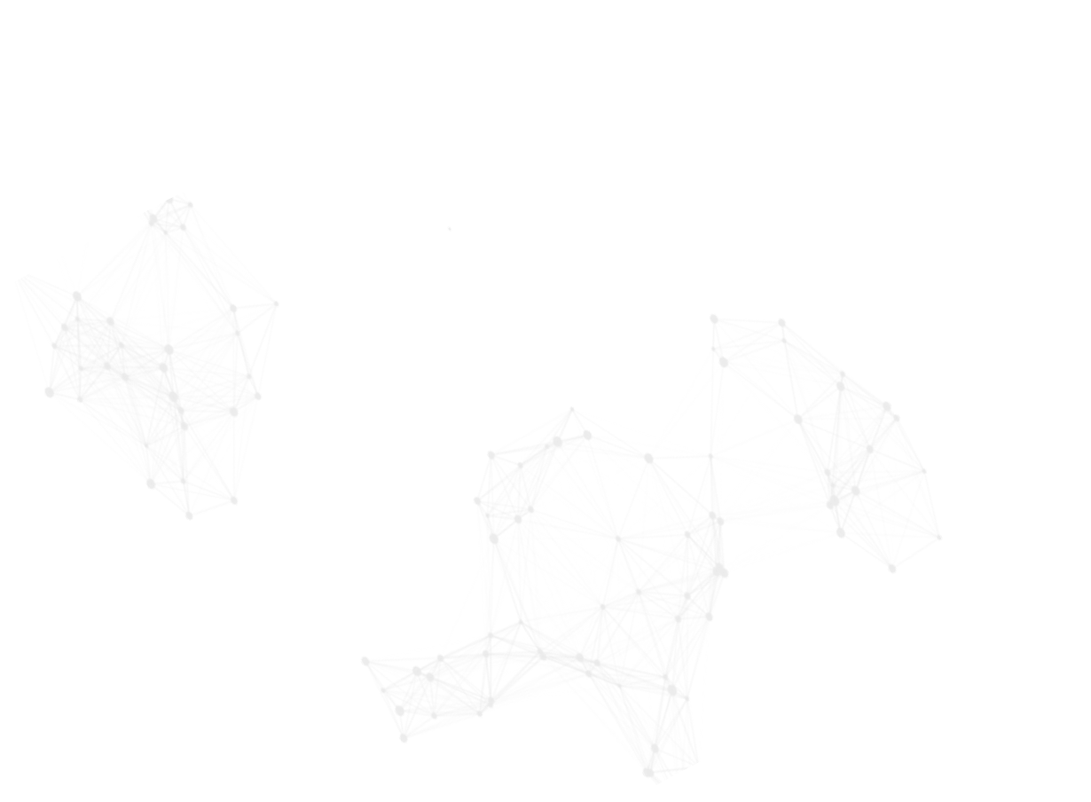 Digital abstract rendering of interconnected geometric shapes resembling a dog and a bone on a black background.