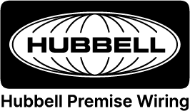 Hubbell Premise Wiring logo with black text on a white background, featuring an oval shape with lines radiating outward.