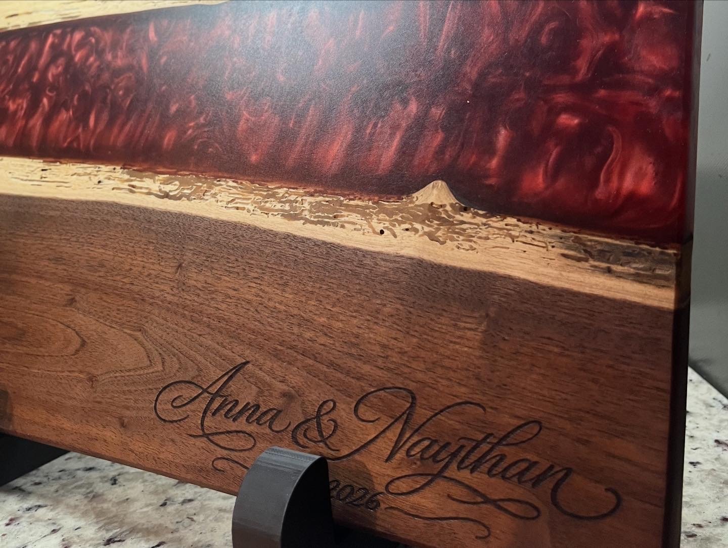 Handmade Epoxy Walnut Charcuterie Board (Custom Engraving Available)
