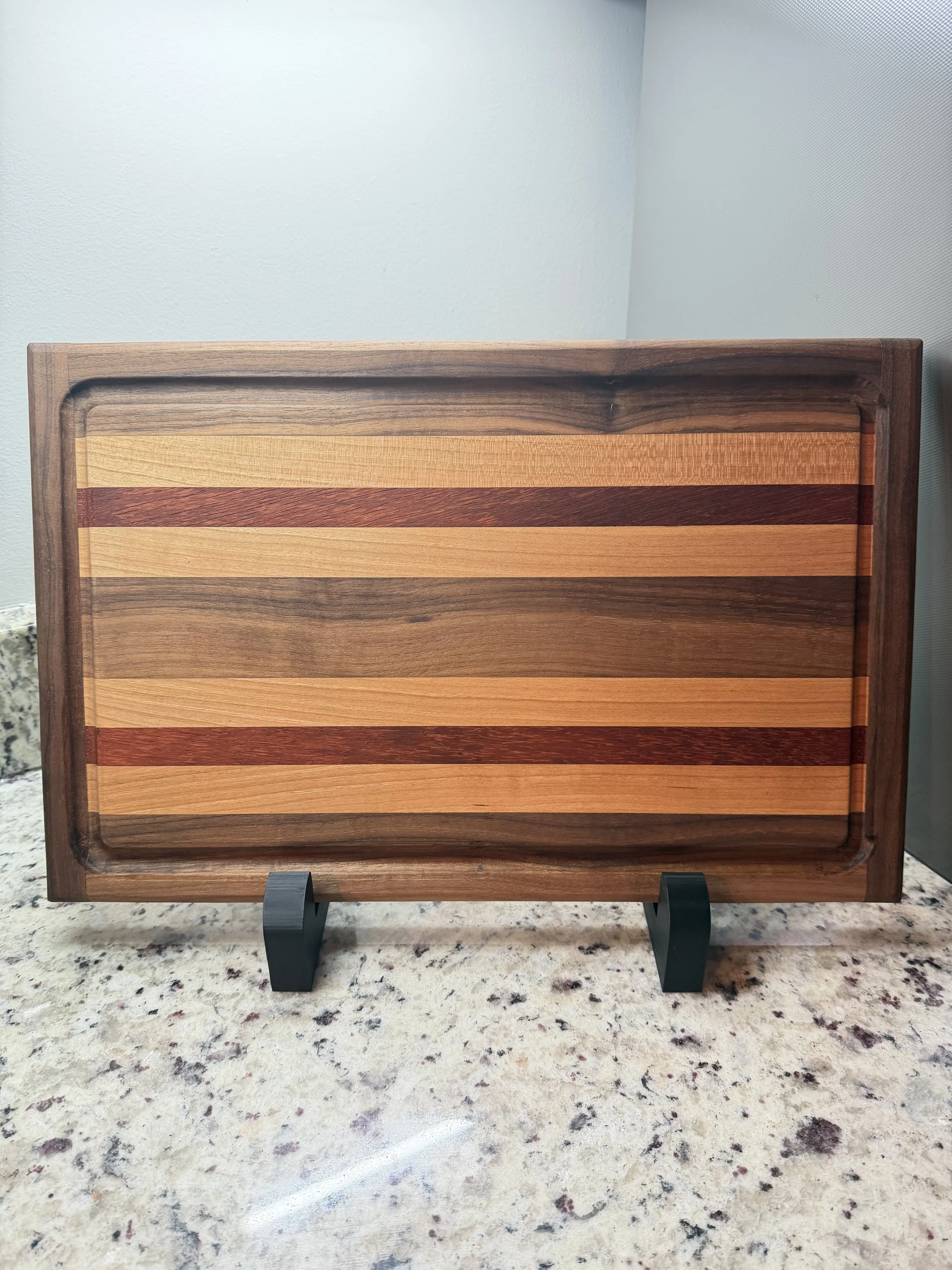 Handcrafted Walnut, Cherry & Padauk Hardwood Cutting Board
