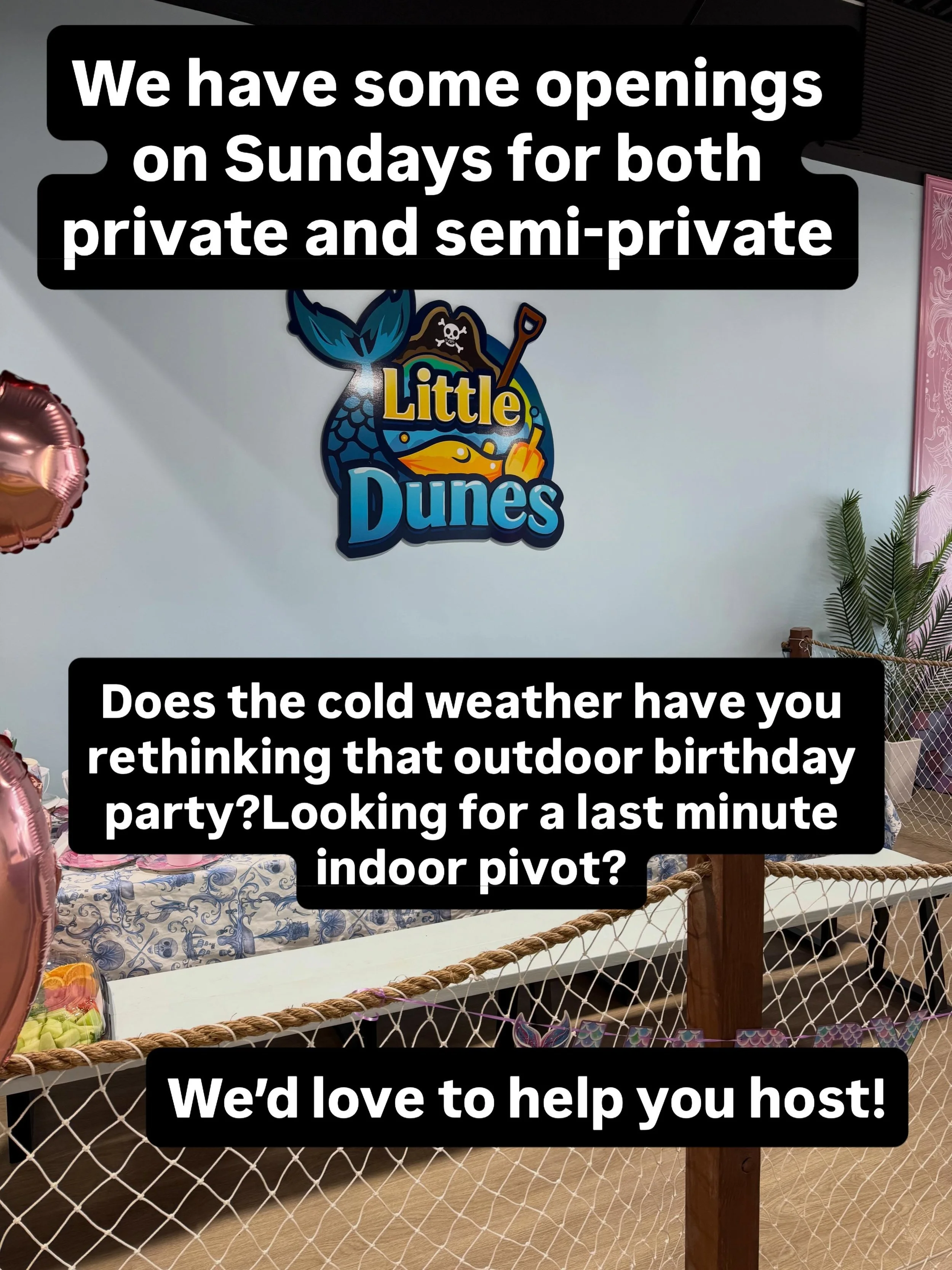 Brrr this morning was chilly! If your outdoor party plans have shifted&hellip; but now everyone is booked&hellip; we have space!

Sundays in October are still available and we&rsquo;d love to help! Our party packages include admission for 15-30 kids 
