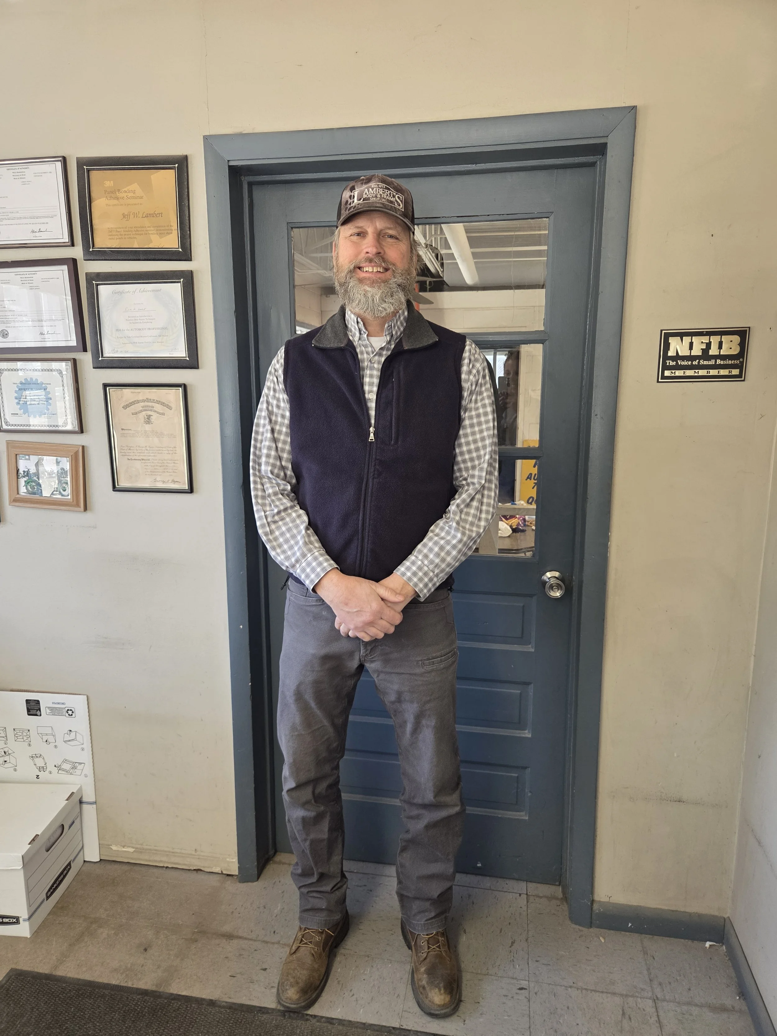 Owner Rod Lambert in the office.