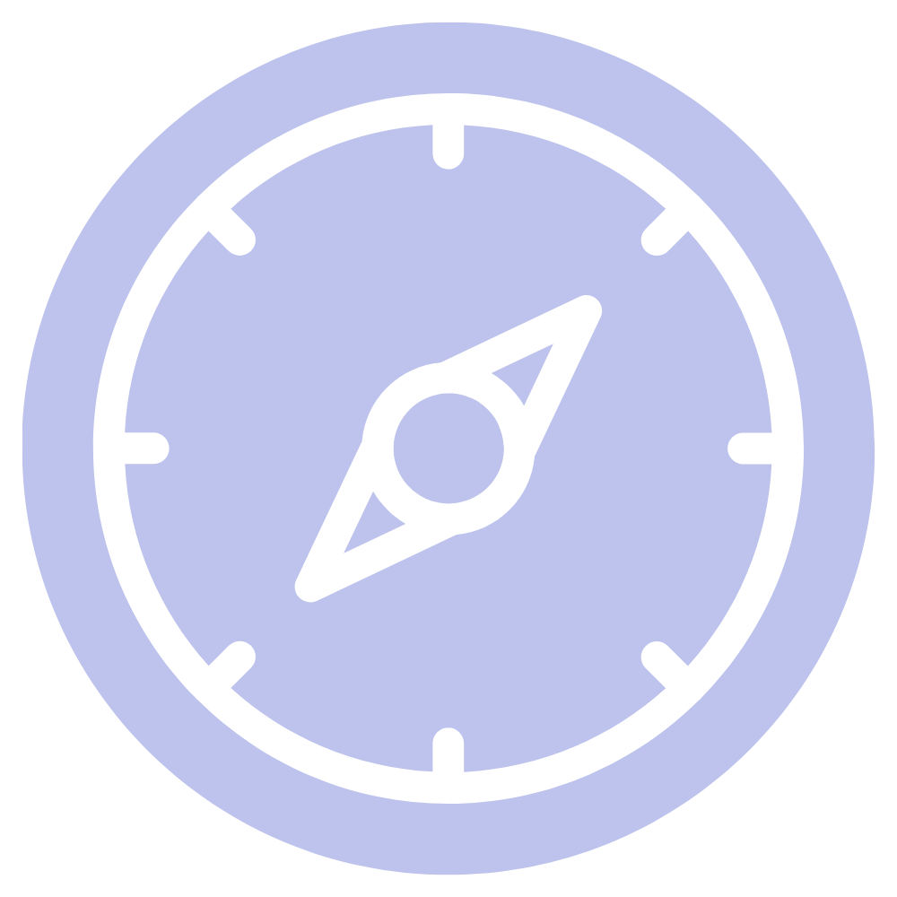 A compass showing the direction.