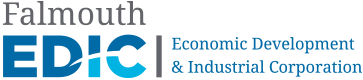 Falmouth EDIC logo with blue and black text.