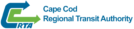 Logo of Cape Cod Regional Transit Authority with green arrow and blue text.