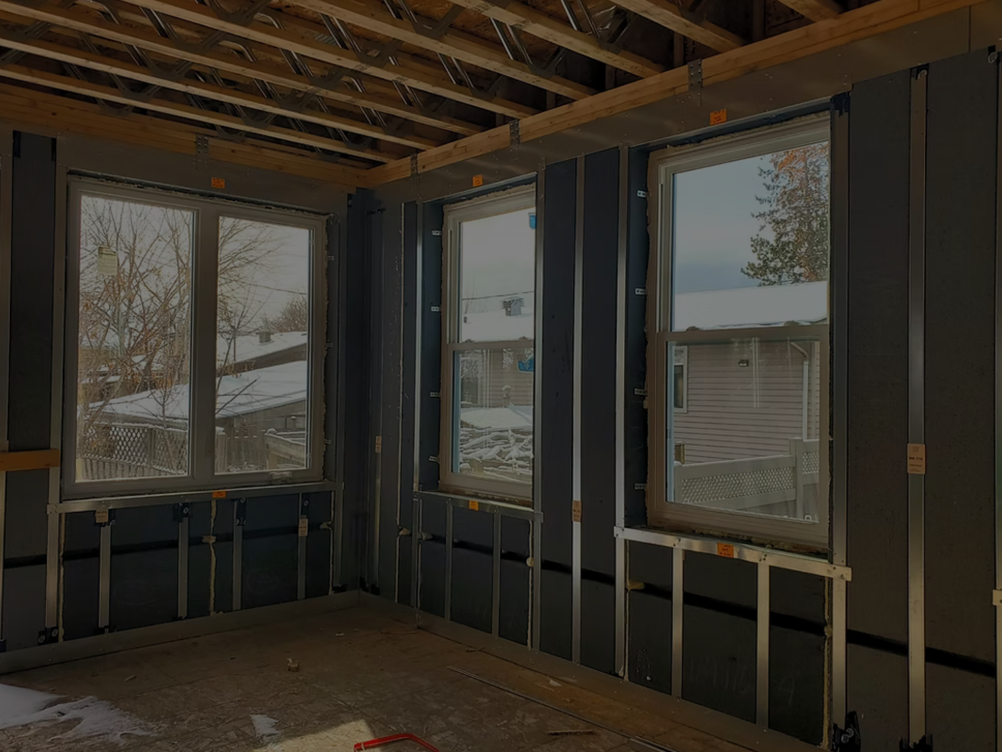 Interior residence image of the HARMONIC building envlope with large windows.