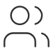 Simple black line drawing of a person with two smaller figures behind and to the side.