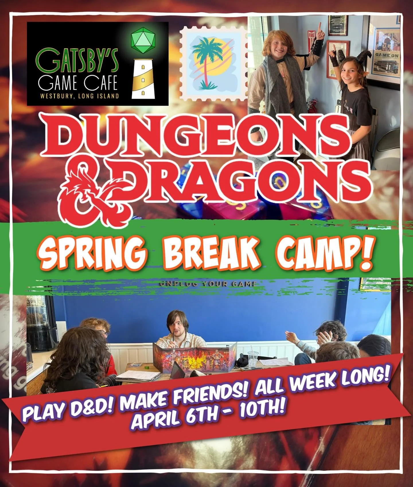 D&amp;D Spring Break Camp for kids grades 4-8! Play Dungeons &amp; Dragons with us all next week! Meet other kids and make friends. Learn a game that will provide a social outlet to last a lifetime! Link in bio for info and registration!

#dungeonsan
