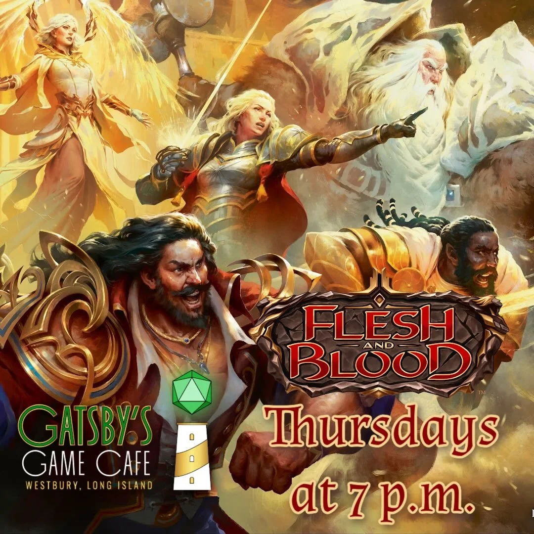 The debut of Flesh and Blood Thursday and Thursday Commander and Casual Magic! Two great events at one board game cafe!

#fleshandblood #mtgcommander #magicthegathering #flgs #longisland