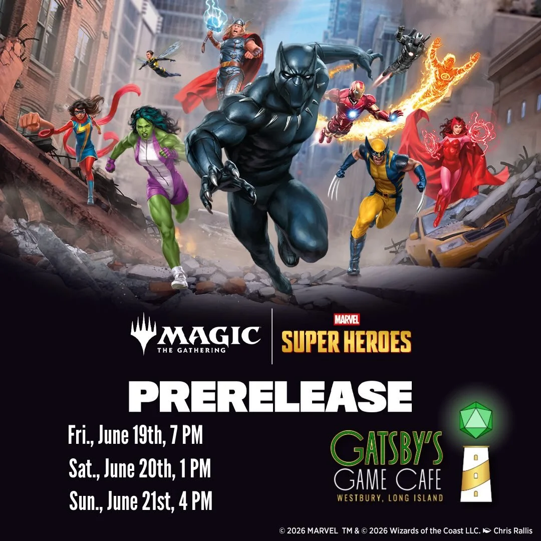 Marvel Super Heroes Prerelease is coming up next week. Three events to choose from ( or go to all of them)! Register now before it&rsquo;s sold out!

#marvel #longisland #magicthegathering #boardgames #flgs