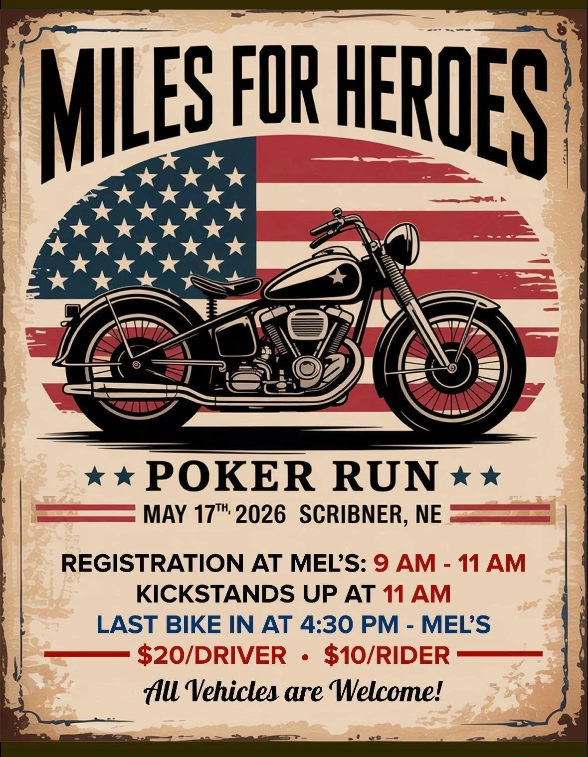 2026 Miles For Heroes Poker Run - Scribner