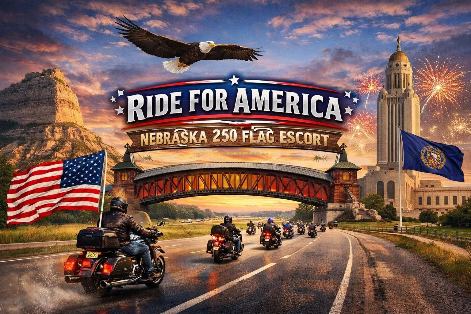 Ride for America: Nebraska 250 Flag Escort