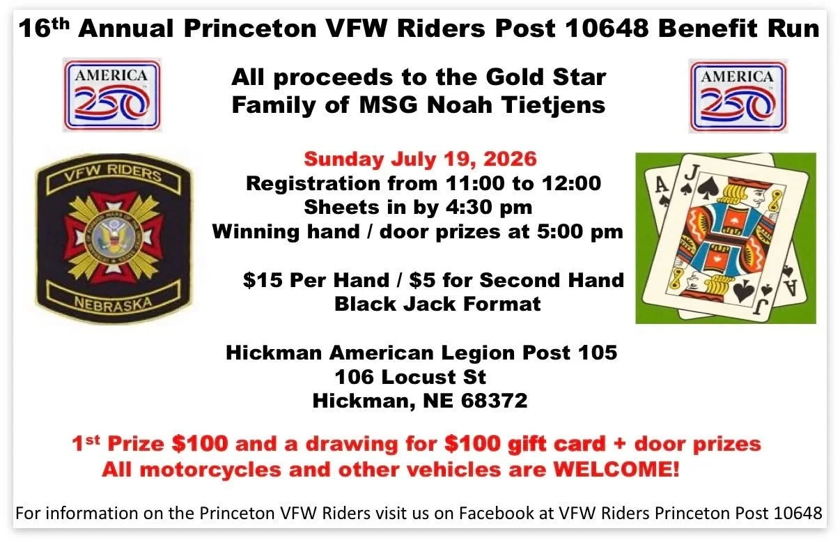 10th Annual Princeton VFW Riders Post 10648 Benefit Run