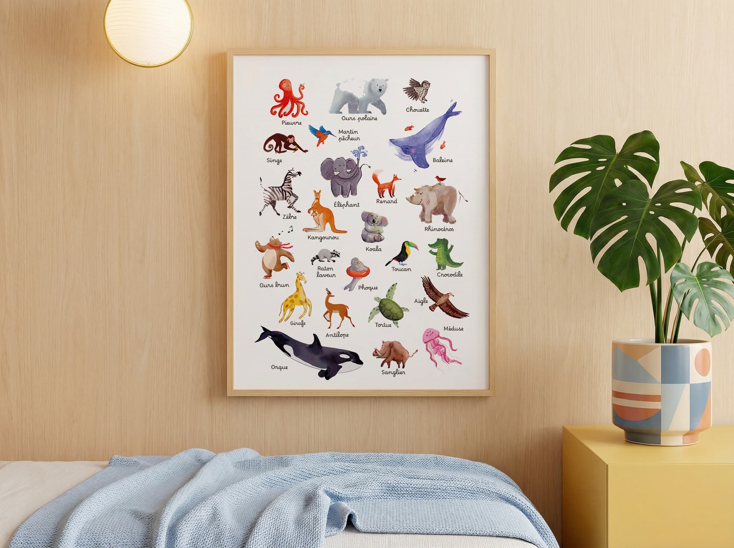 Affiche illustré, les animaux du monde