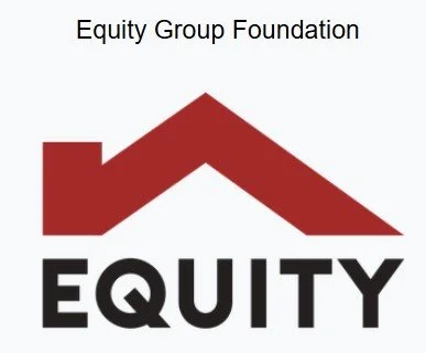 Logo of Equity Group Foundation with a stylized red and black arrow and the word 'EQUITY' in bold black letters.