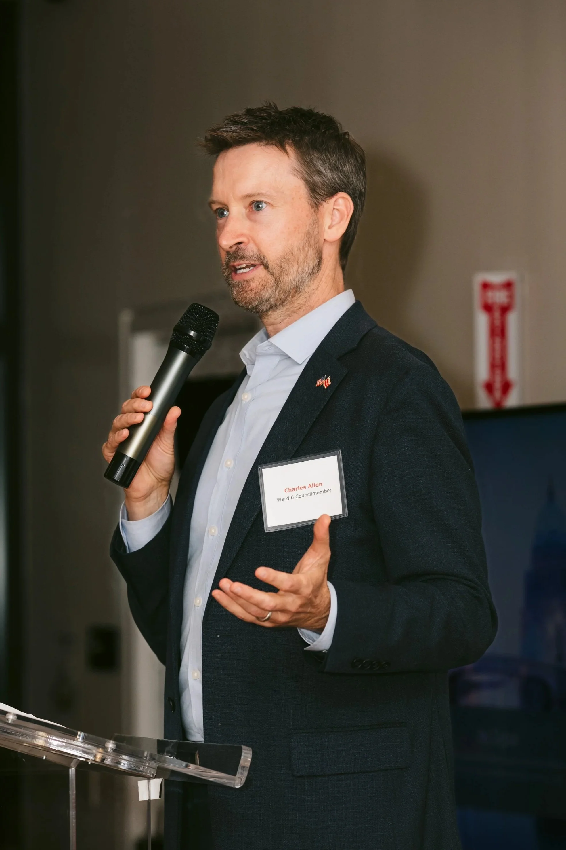 Washington DC Ward 6 Councilmember Charles Allen speaking at WE RESCUE in 2025