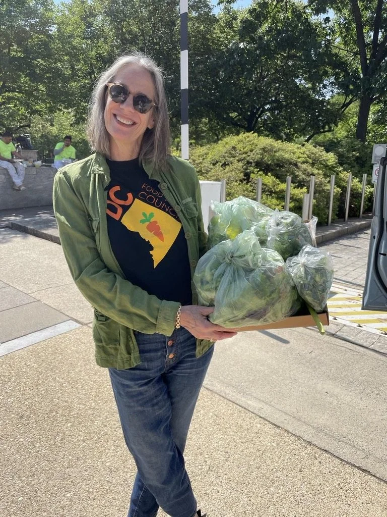 DC Food Rescue, formerly Food Rescue US - DC, founder Kate Urbank smiling with a produce donation