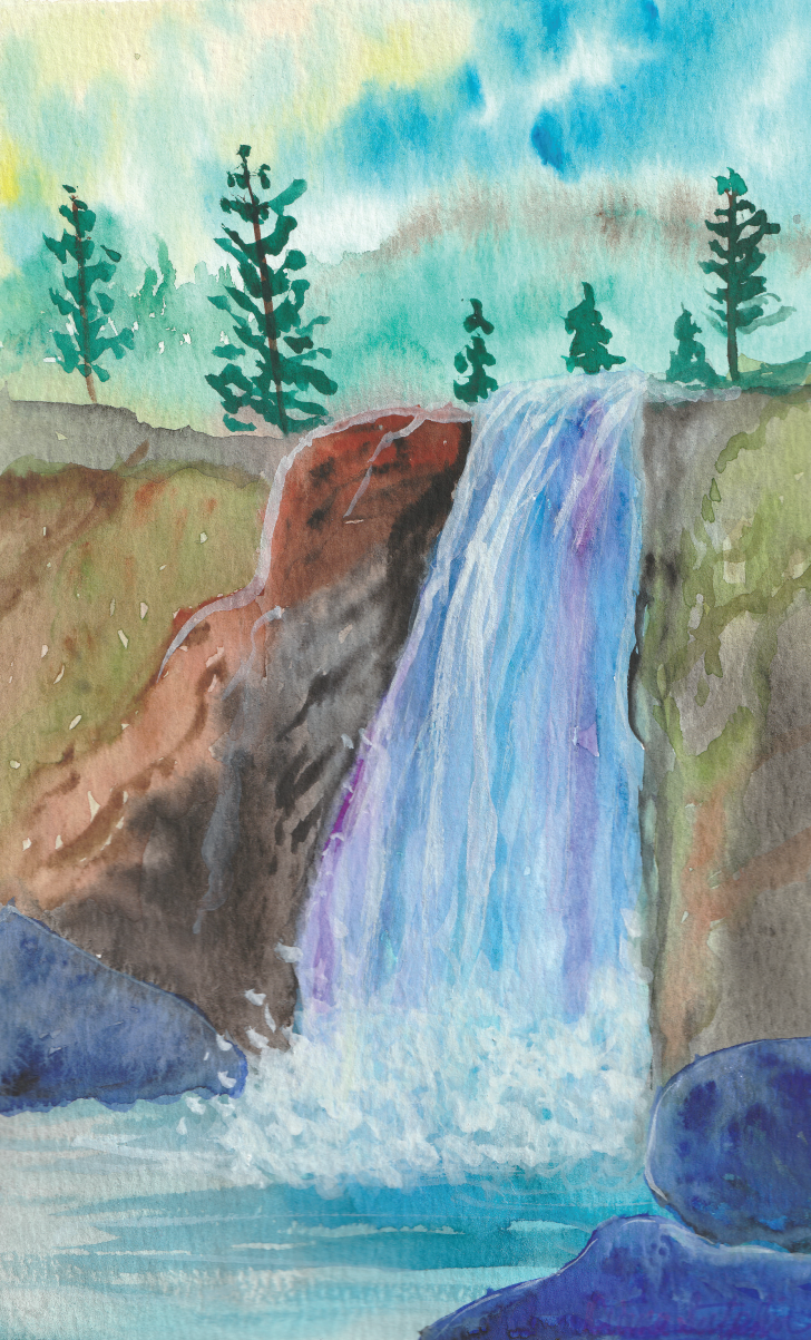 Cascading Rainbow Waterfall