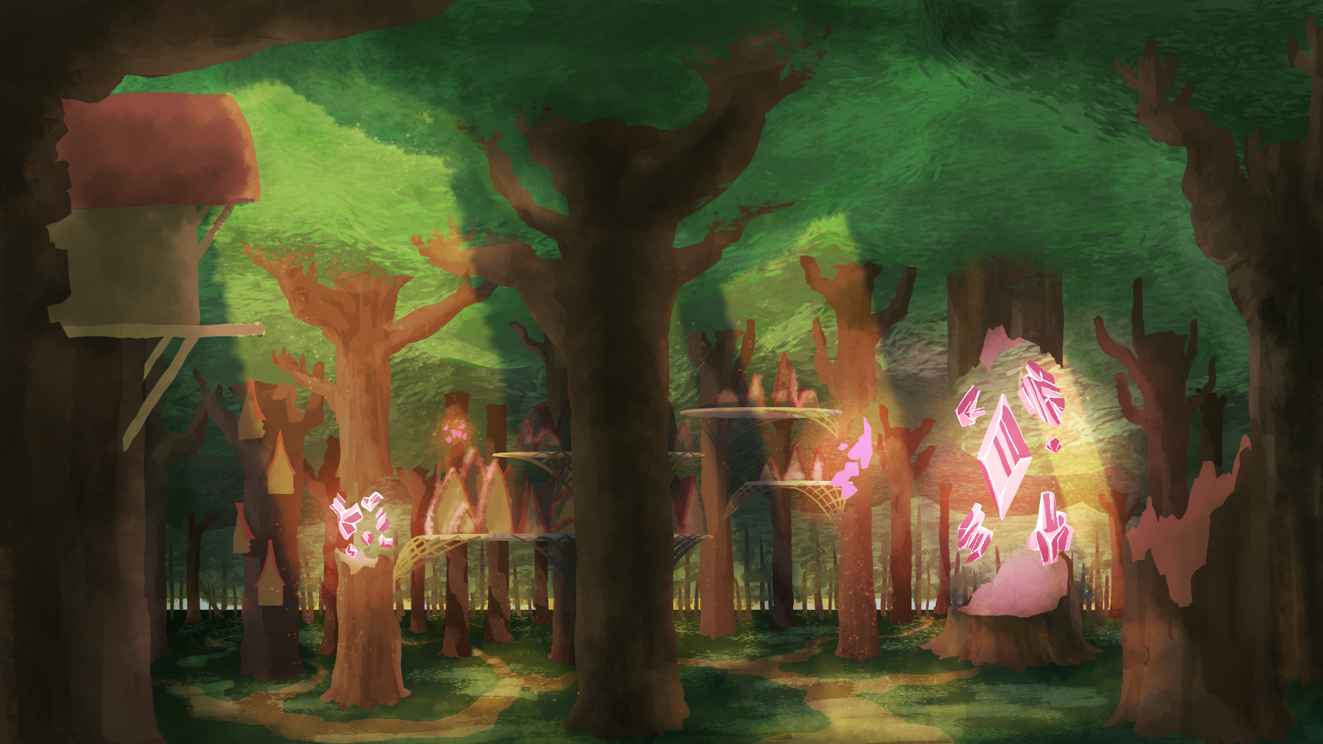 This town is tucked away in the canopy of this forest
