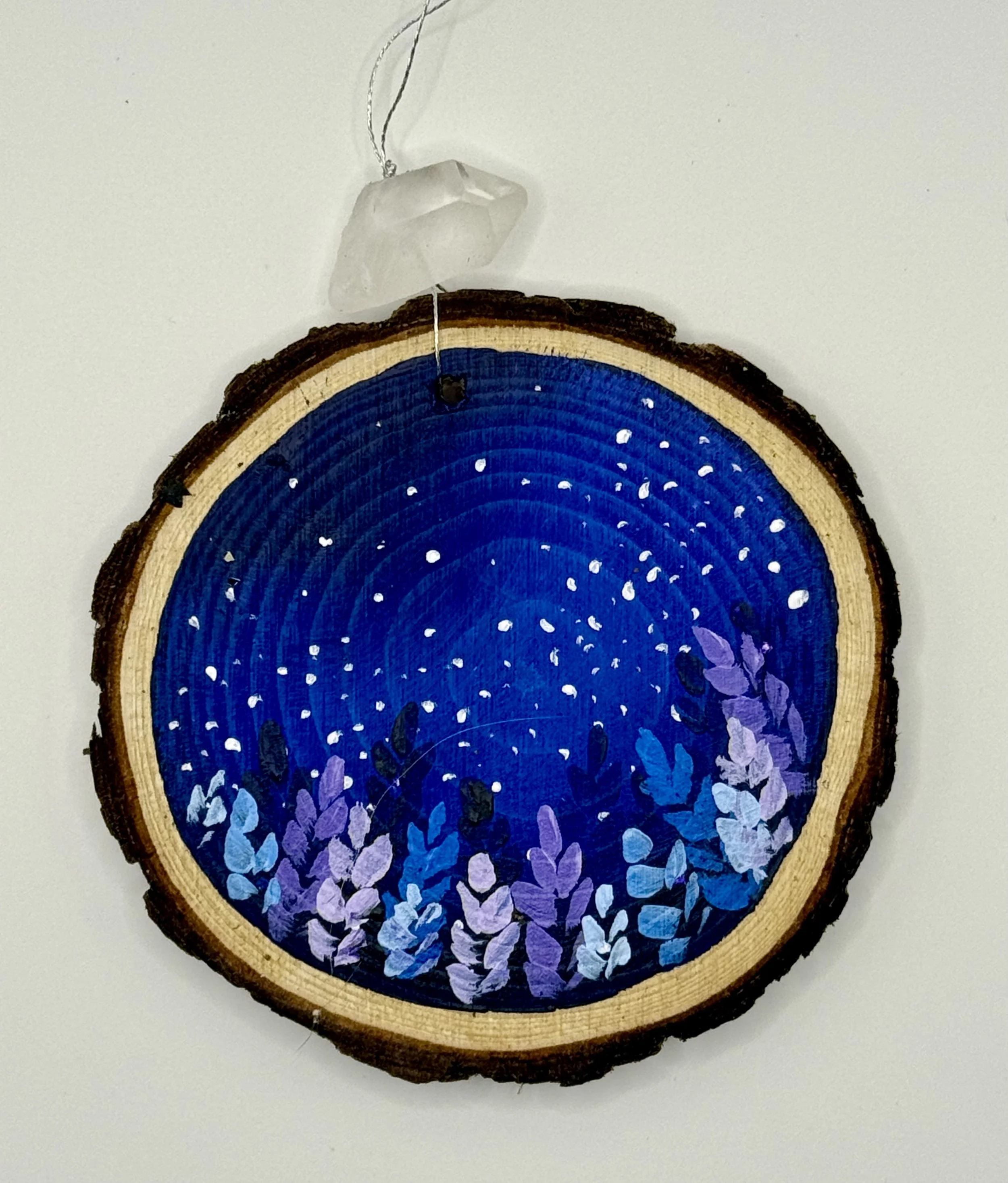 GALAXY AND LUPINES #2 / Hand-Painted Acrylic Wood Holiday Ornament / 3x3" / $12 / Available at Milton Artists' Guild in Milton, VT