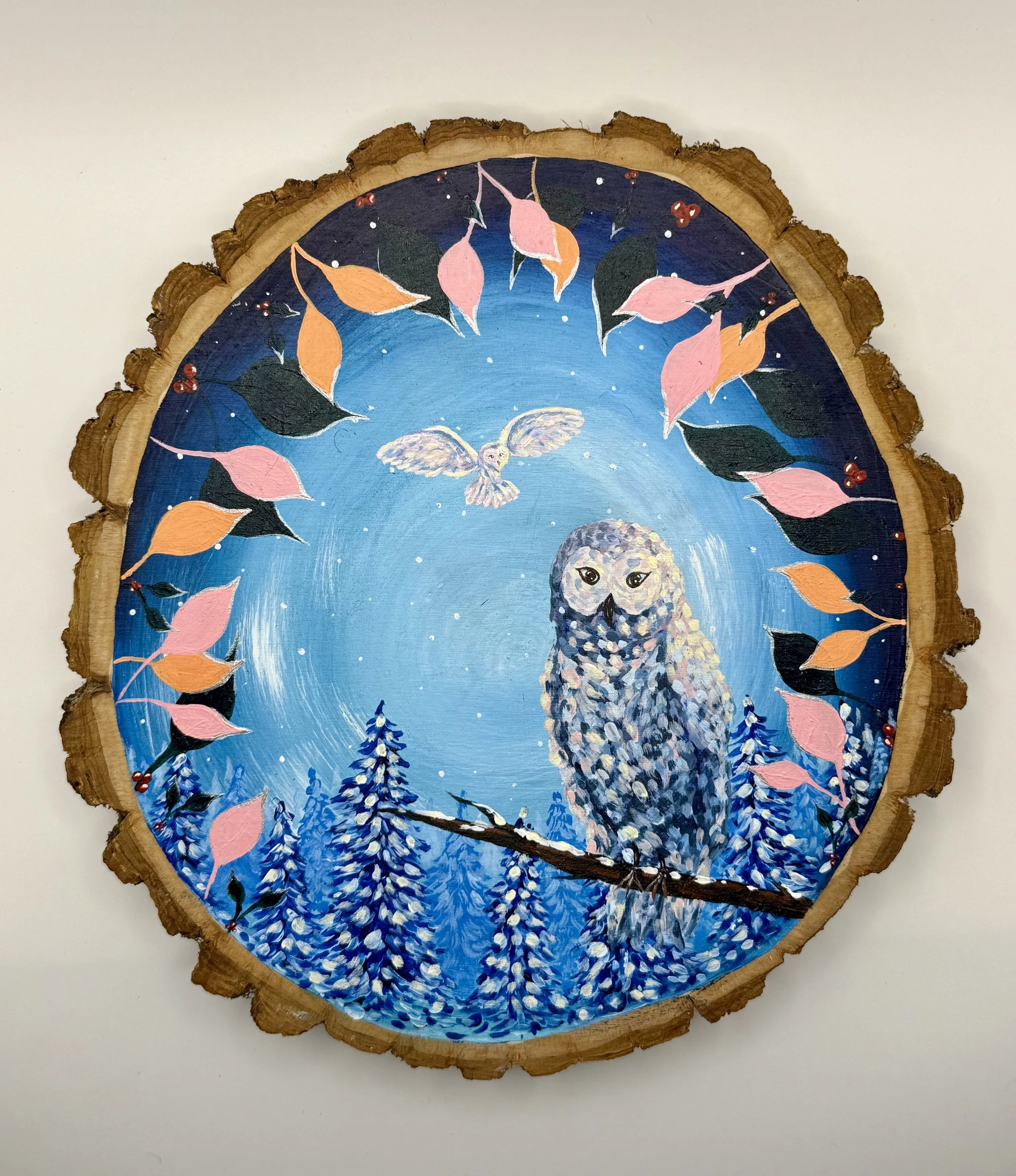 SNOWY OWL / Acrylic on Wood / 12x12" / SOLD / Large Commissions $115-$225